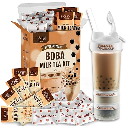 Fresh Finest Instant Boba Tea Kit with Tapioca Pearls (6 Servings)