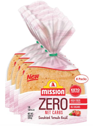 Mission Zero Net Carb Sundried Tomato Basil Tortillas, 4 Pack