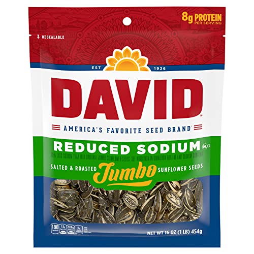 DAVID Reduced Sodium Jumbo Sunflower Seeds, 16 oz.