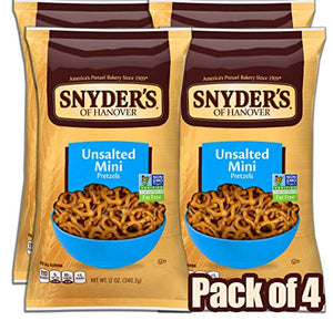 Snyder's of Hanover Mini Pretzels, Unsalted, 12 Oz (Pack of 4)