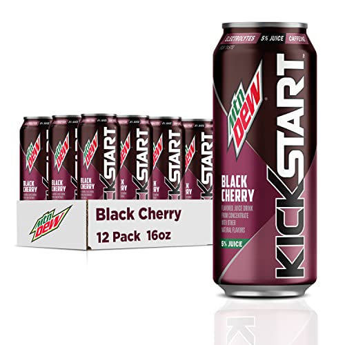 Mountain Dew Kickstart, Black Cherry, 16 fl oz (12 Pack)