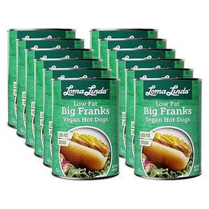 Loma Linda Plant-Based Meats, Big Franks, Low Fat, 15 oz (12 Pack)