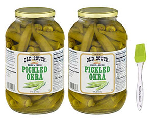 Old South Pickled Okra, 64oz (2 Pack) with Basting Brush