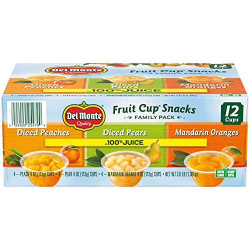 Del Monte Fruit Cup Snacks In Juice, 4oz, 12 Ct