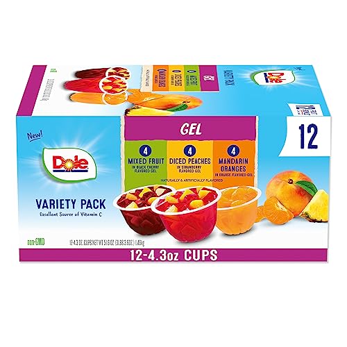 Dole Fruit Bowls In Gel Variety Pack, 4oz (12 Cups)