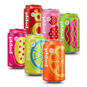 POPPI Sparkling Prebiotic Soda Variety Pack, 12oz (12 Pack)