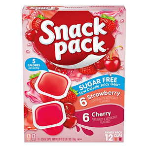 Snack Pack Sugar-Free Strawberry & Cherry Gels, 12ct