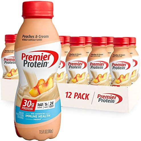 Premier Protein Shake, Peaches & Cream, 11.5 fl oz (Pack of 12)