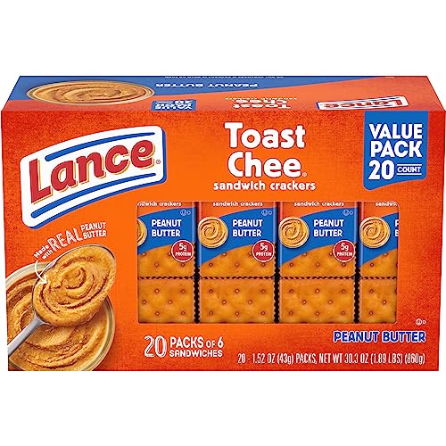 Lance ToastChee Peanut Butter Sandwich Crackers, 20 Packs