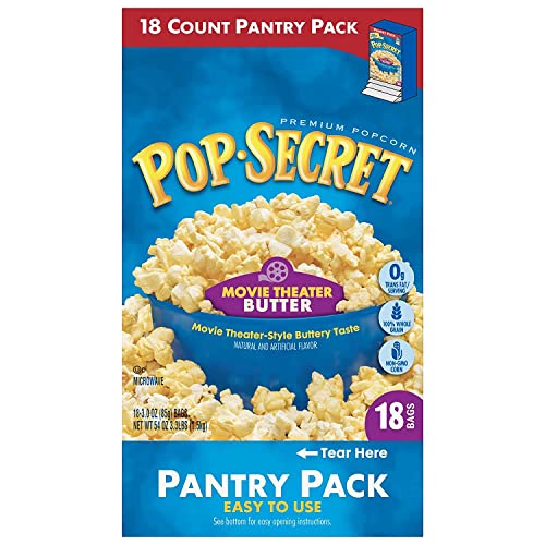 Pop Secret Popcorn, Movie Theater Butter, 3.2 Ounce Bags, 18 Count