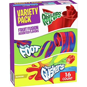 Fruit Roll-Ups, Fruit by the Foot, Gushers Variety Pack, 16 ct