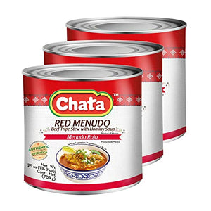 CHATA Red Menudo Beef Tripe Stew with Hominy, 25 Oz Can, 3 Pack