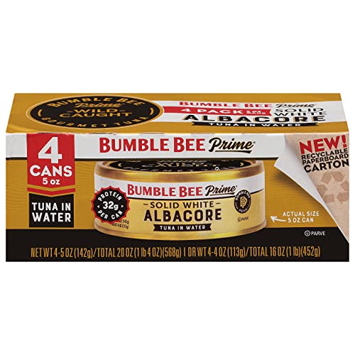 Bumble Bee Prime Solid White Albacore Tuna, 5 Oz, 4 Pack