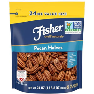 Fisher Chef's Naturals Pecan Halves, 24oz, Unsalted