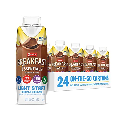 Carnation Breakfast Essentials Light Start, Rich Milk Chocolate, 8 Fl OZ (Pack of 24)