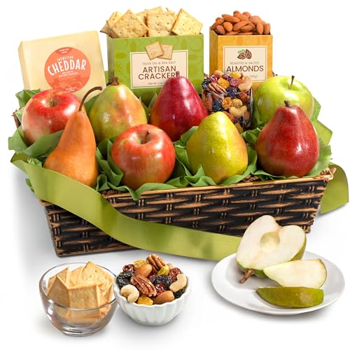 A Gift Inside Classic Fresh Fruit Basket with Crackers, Cheese, Nuts