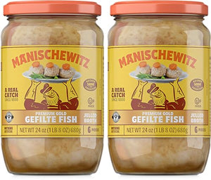 Manischewitz Premium Gold Gefilte Fish with Carrots 24oz (2 Pack)