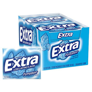 Extra Peppermint Chewing Gum, 15 Pieces (Pack of 10)