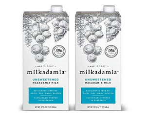 milkadamia Macadamia Milk, Unsweetened, 32 Fl Oz (Pack of 2)