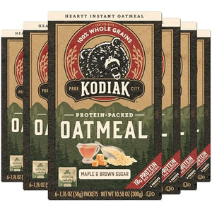 Kodiak Instant Oatmeal Packets, Maple Brown Sugar, 6 Boxes