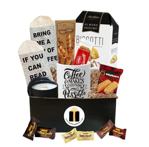 Coffee Lovers Gift Basket with Mug and Snacks