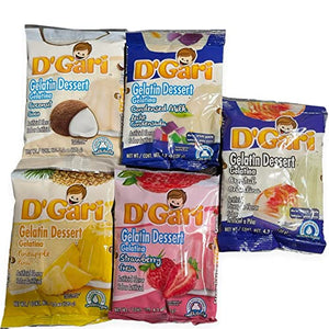 D'Gari Gelatin, Assorted Flavors, Pack of 5, 4.2oz each