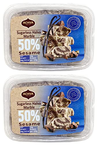 Achva Marble Sesame Sugarless Halva, 300g, Pack of 2