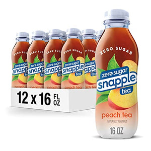 Snapple Zero Sugar Peach Tea, 16 fl oz (Pack of 12)