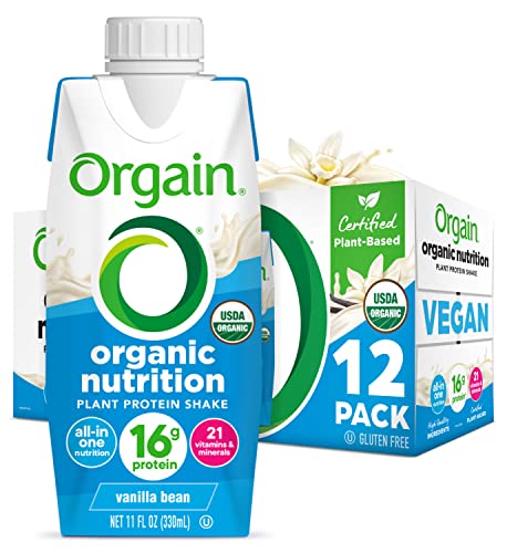 Orgain Organic Vegan Protein Shake, Vanilla Bean, 12-Pack