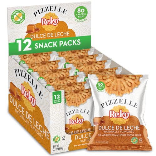 Reko Pizzelle Waffle Cookies, Dulce de Leche, Box of 12