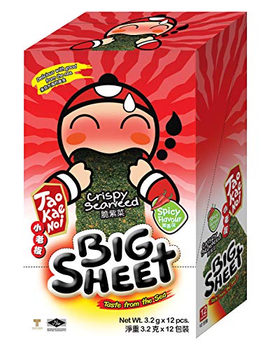 Tao Kae Noi Spicy Thai Seaweed Snack Sheets (12 per Box)