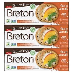 Breton Crackers, Gluten Free Flax & Sea Salt, Pack of 3