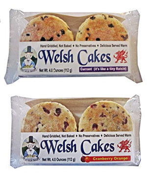 Welsh Baker Welsh Cakes, 2 Flavor Variety Box, 8 Cakes