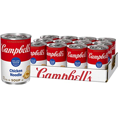 Campbell's 25% Less Sodium Chicken Noodle Soup, 10.75 oz (12 Pack)