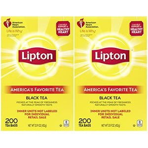 Lipton Tea Bags, Black Tea, 200 Count (Pack of 2)