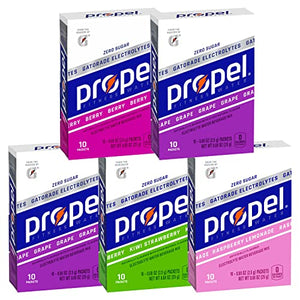 Propel Powder Packets 4 Flavor Variety Pack, 10 Count (5 Pack)