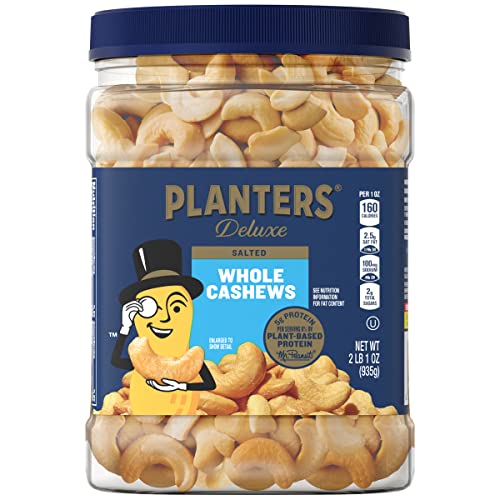 PLANTERS Deluxe Salted Whole Cashews, 33oz Container