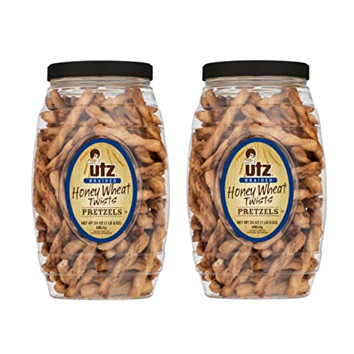 Utz Braided Honey Wheat Pretzel Twists, 24 Oz Barrel (2 Count)