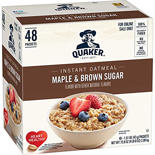 Quaker Instant Oatmeal, Maple & Brown Sugar, 48 Packets