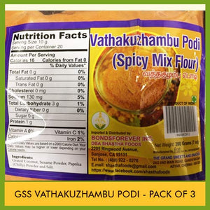 The Grand Sweets and Snacks Vathakuzhambu Podi, Pack of 3