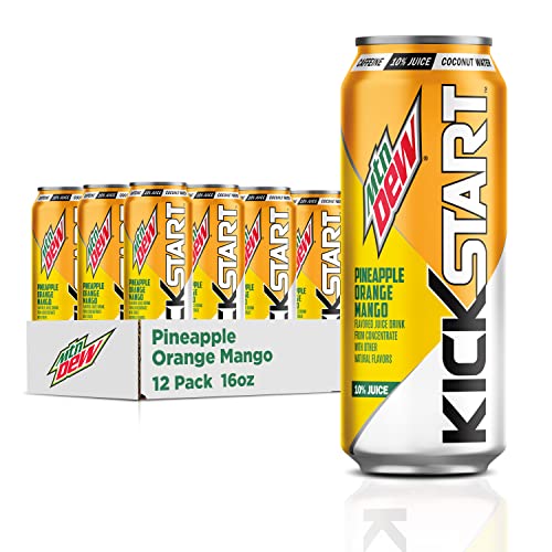 Mountain Dew Kickstart Pineapple Orange Mango, 16 oz, 12 Pack