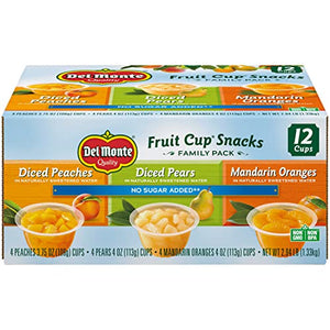 Del Monte No Sugar Added Variety Fruit Cups, 12 Pack