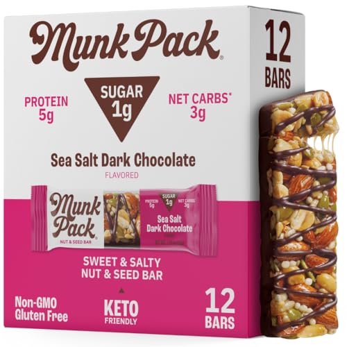 Munk Pack Nut & Seed Bar Sea Salt Dark Chocolate, 12 Count