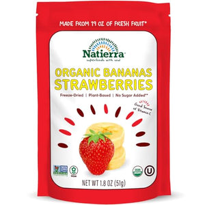 NATIERRA Organic Freeze-Dried Bananas and Strawberries, 1.8 oz