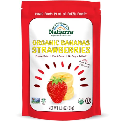 NATIERRA Organic Freeze-Dried Bananas and Strawberries, 1.8 oz