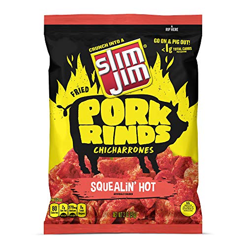 Slim Jim Pork Rinds Squealin' Hot, 2 oz Bag (12-Count)