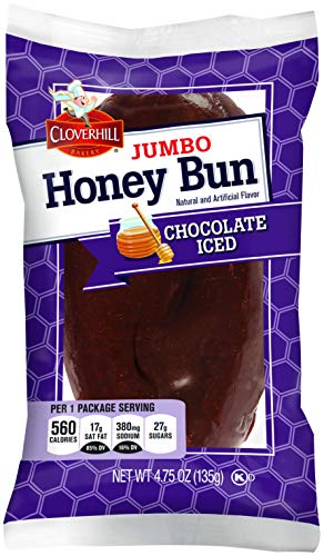 Cloverhill Jumbo Honey Bun Chocolate Iced, 12 Pack