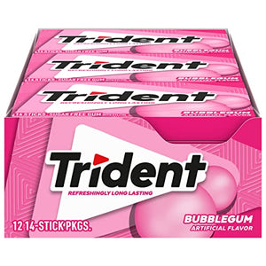 Trident Bubblegum Sugar Free Gum, 12 Packs