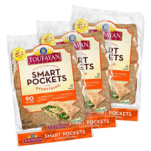 Toufayan Everything Smart Pockets Pita Bread, 3 Pack