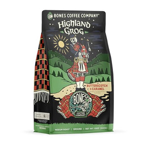 Bones Coffee Highland Grog Flavored Ground Coffee, 12 oz